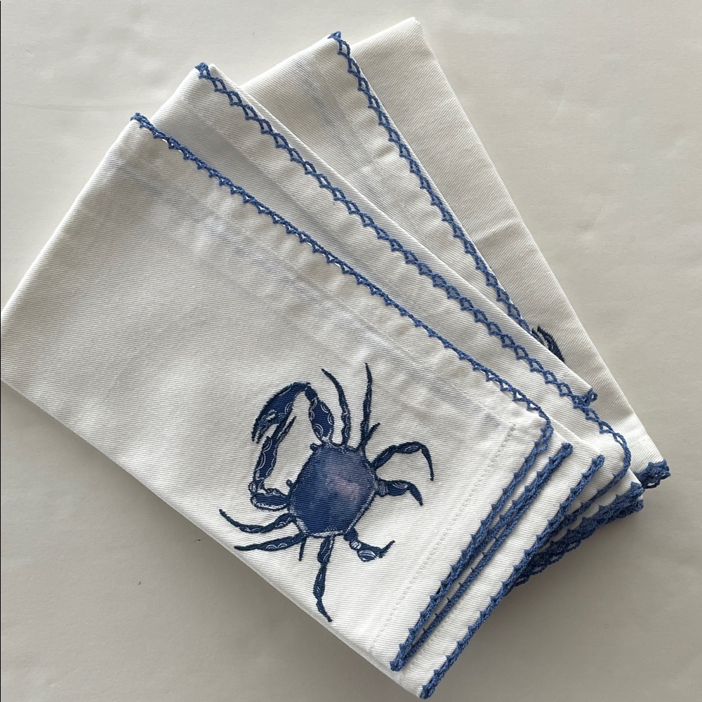 Pier 1 Blue Crab Embellished Napkins